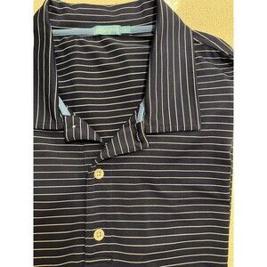 J Mclaughlin Polo Shirt Mens Large Striped Navy, White Golf